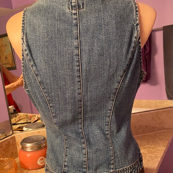 Denim and Velvet Vintage vest- hip and super cool and super sexy! - Picture 4 of 11